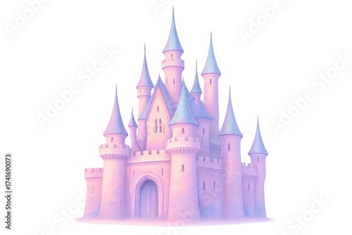 Wallpaper Mural Pink fairytale castle with towers on transparent background Torontodigital.ca
