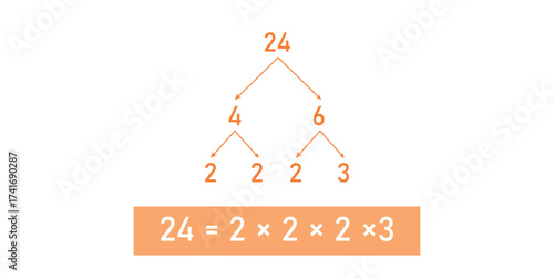 Prime Factor Tree of 24 in mathematics.