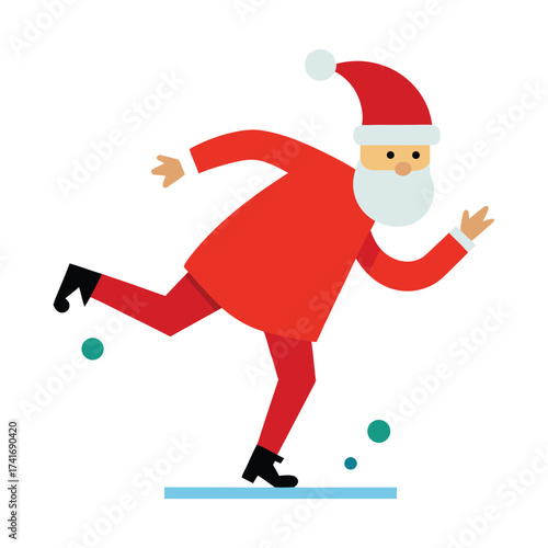 Cheerful santa claus ice skating with festive joy this christmas season