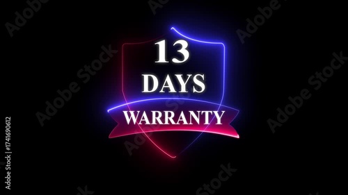 Wallpaper Mural 13 Days neon warranty concept on the transparent background. Badges Design Animation. Motion graphics of warranty idea. 13 Days Warranty Glowing neon animation and black background. Torontodigital.ca