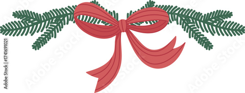 Festive Bow with Pine Branches