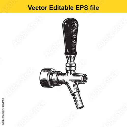 Vector art of simple beer tap with black handle