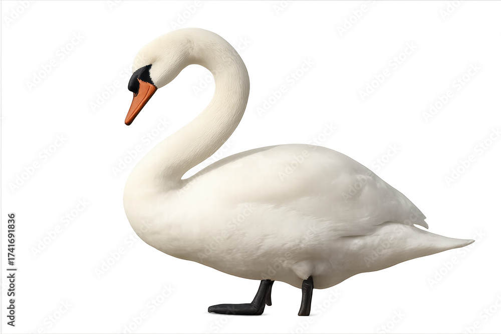 Obraz premium White swan standing gracefully with transparent background