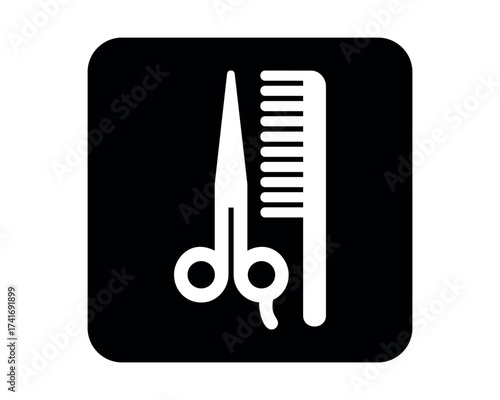 Beauty Salon & Barber Shop pictogram – minimal signage icon for personal care services, hospitality zones, and civic UI systems – High-Quality Vectorial Stock Image