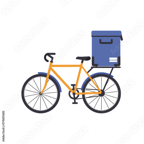 Vector art of delivery bicycle with blue box, vector illustration