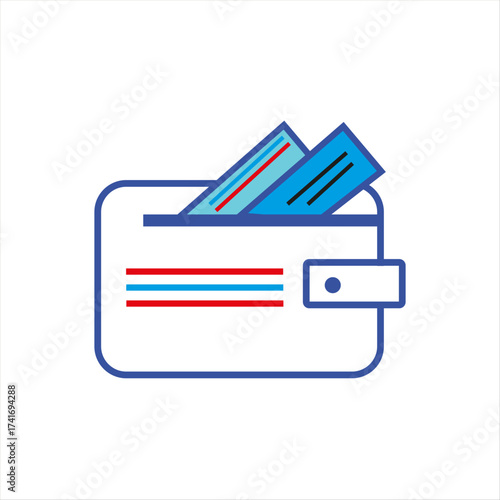 Wallet with cards icon on white background. Simple Wallet icon. Editable wallet, cash payment vector icon. Part of a big icon set family. Vector illustration. Eps file 36.