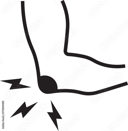 Simple icon showing inflammation in the elbow joint