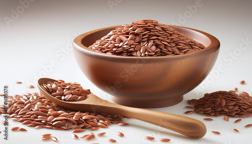 Wallpaper Mural A wooden bowl overflows with flaxseeds. Generative AI. Torontodigital.ca