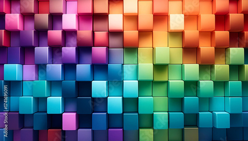 Wallpaper Mural Vibrant mosaic of colorful cubes in rainbow hues. Generative AI. Torontodigital.ca