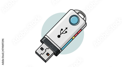 Digital Data Storage USB Flash Drive Illustration. Portable Memory Stick Icon.