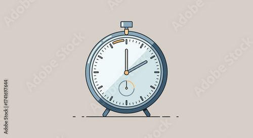 Analog Stopwatch Illustration. Time Management, Deadline, Productivity, Countdown. Flat Line Art Design.