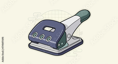Classic Office Paper Hole Puncher Stationery Tool Illustration