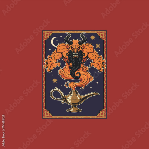 Mystical Genie of Darkness Unleashing Wishes and Shadows