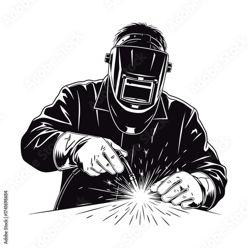 Skilled welder crafting with precision in protective gear, sparks flying, showcasing industrial prowess and dedication to quality craftsmanship for your project.

