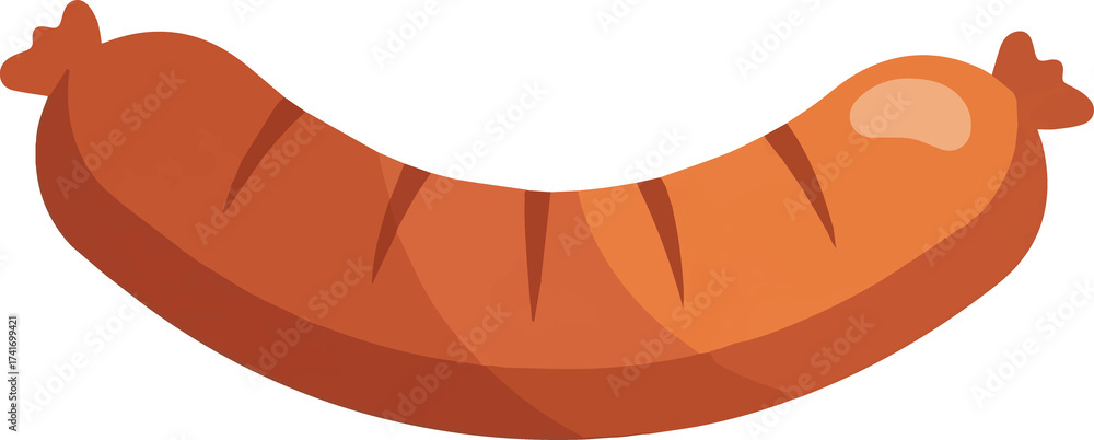 Fototapeta premium Grilled Sausage Illustration on Black Background