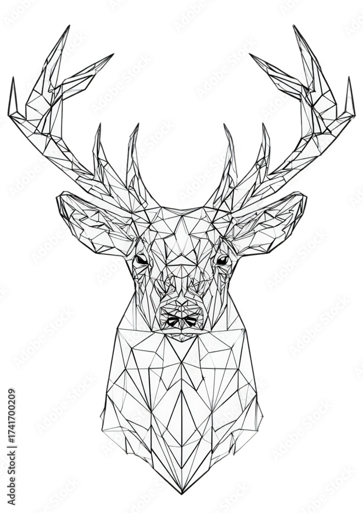 Geometric polygonal deer head line art illustration.