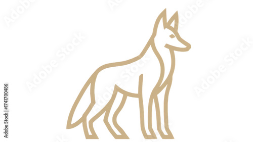 Stylized line art illustration of a standing wolf.