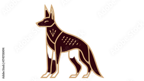 Stylized Egyptian Jackal Anubis God Illustration.