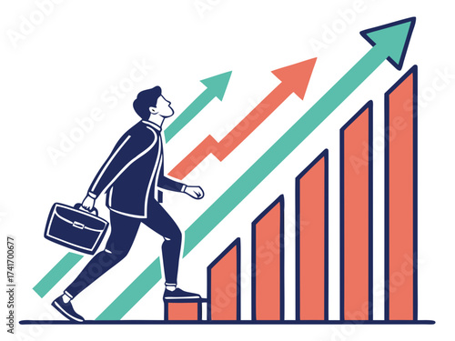 business man running with graph