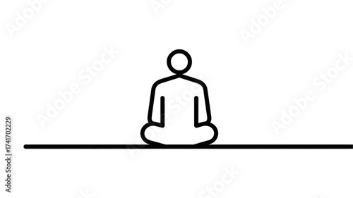 Simple line art icon of a person meditating peacefully.