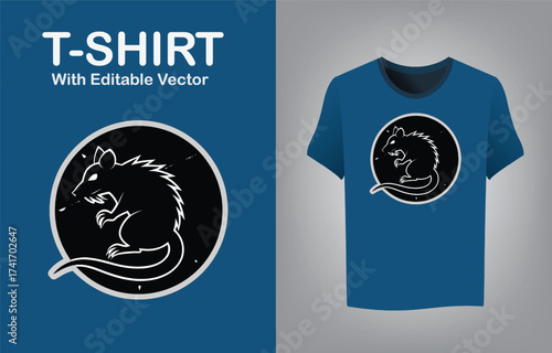Toxic rat mascot logo glowing radioactive green design for t-shirt apparel mockup