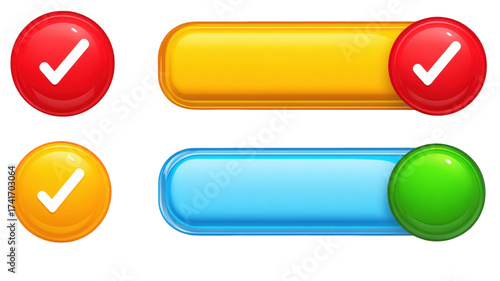 Set of glossy colorful user interface buttons and bars.