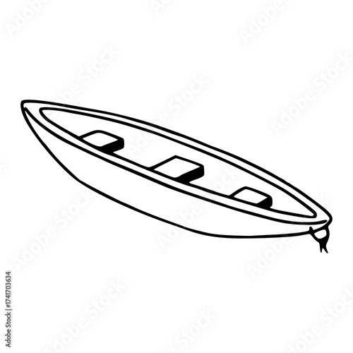 simple rowboat or canoe line art