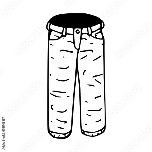 distressed denim jeans illustration: casual trousers outline