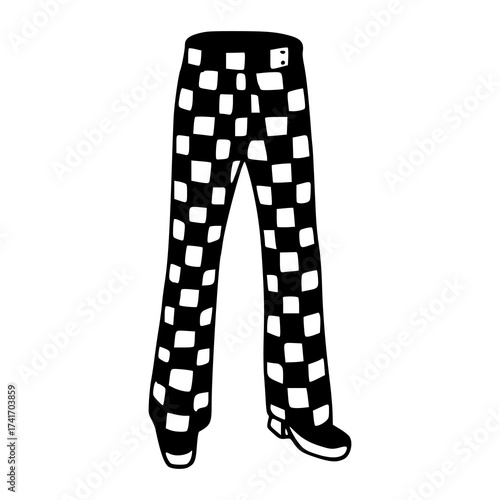 70s disco style trousers with bold square pattern