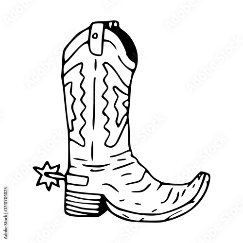 classic cowboy boot with spur illustration