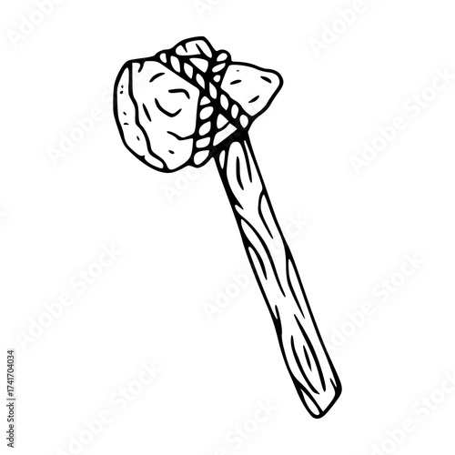 primitive stone axe illustration