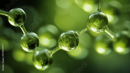 green molecular structure with natural chemistry concept and scientific background
