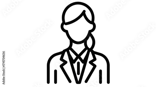 Simple Line Art Icon of a Businesswoman.