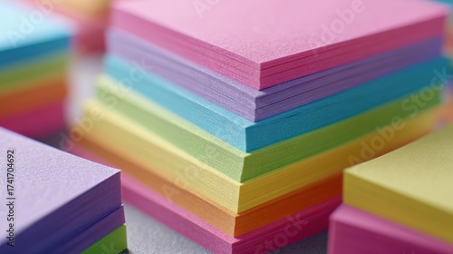 Wallpaper Mural A Colorful Stack of Sticky Notes in Various Shades, Perfect for Organization and Creative Projects, Showcasing Bright Hues and Versatile Uses Torontodigital.ca