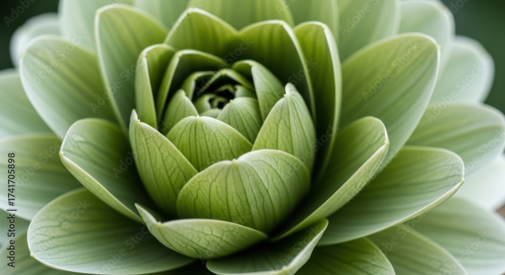 Obraz premium Green Succulent Plant Close Up with Bright Natural Light for Botanical and Nature Content
