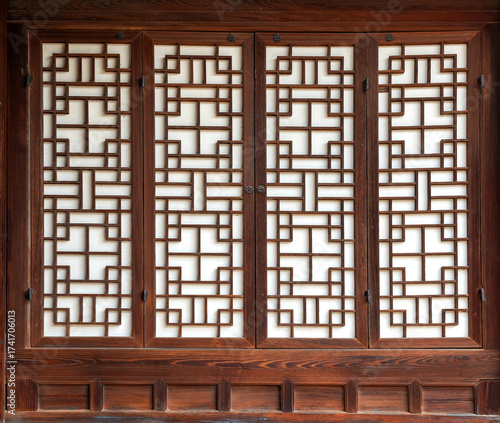 The Korean traditional abd beautiful windows and door.