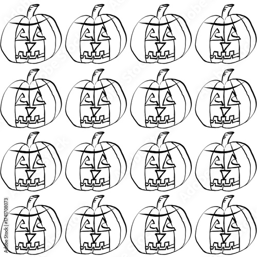 Sharp Tooth Jack O'Lantern pattern in black and white