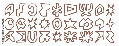 Abstract hand drawn shapes with rough brush stroke, minimal modern cutout style