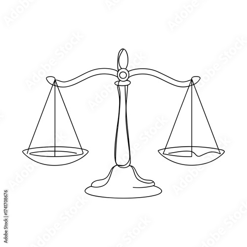 Scales of justice in outline style on white background  