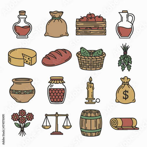 Bakery and Food Ingredient Icons Collection