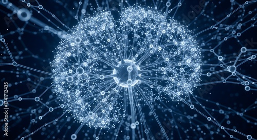 Digital Brain Concept with Connected Neural Network - AI Generated Technology Background