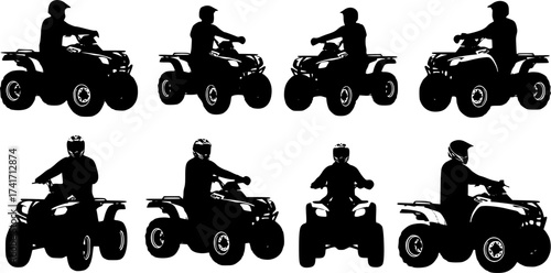 ATV rider silhouettes — pose study. EPS version.