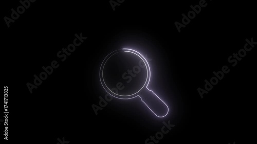 Wallpaper Mural White neon magnifying glass outline glowing on a black background search research Torontodigital.ca