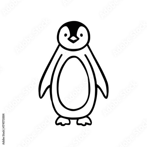 Cute Penguin Silhouette Outline Cartoon Icon