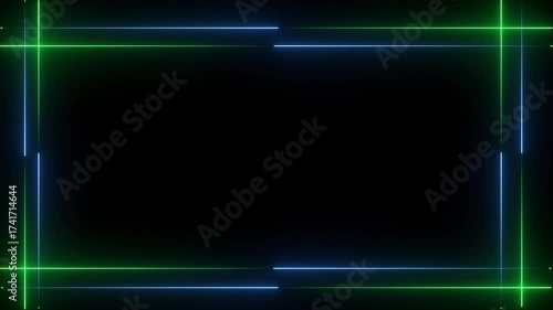 Wallpaper Mural Glowing Neon Blue and Green Rectangular Frame on Black Background Abstract Border light Torontodigital.ca