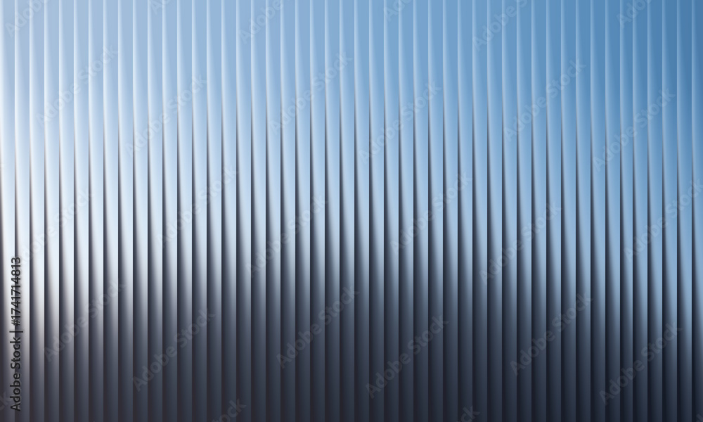 Obraz premium Illustration of metallic blue background with vertical ribbed texture and soft light reflection