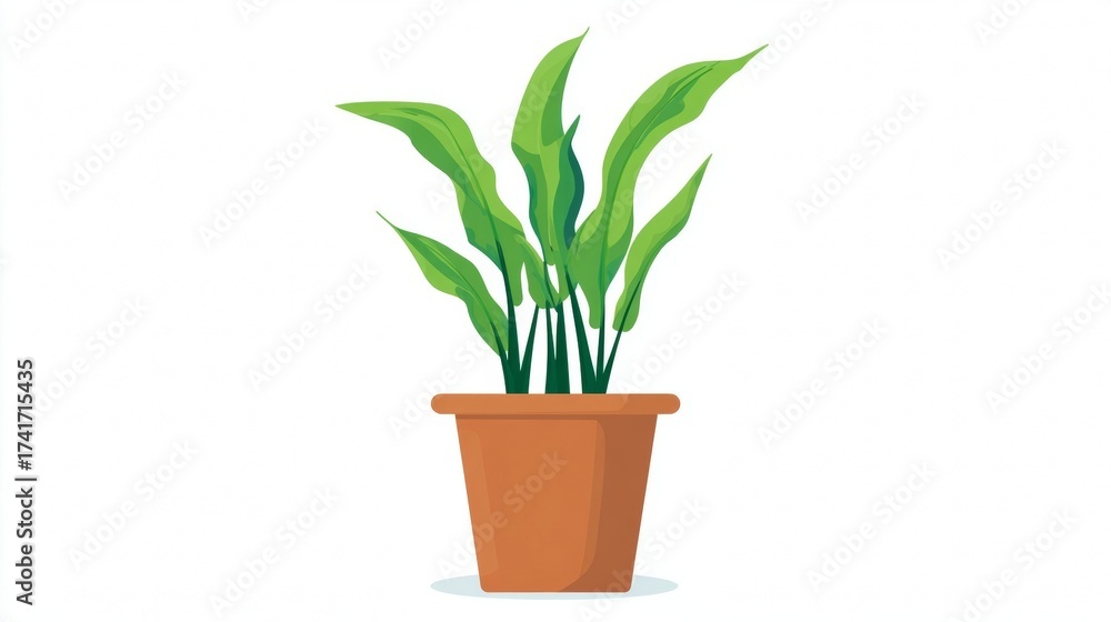 Fototapeta premium Fresh rosemary houseplant growing in a green decorative flowerpot on a white background, perfect for botany and home decoration