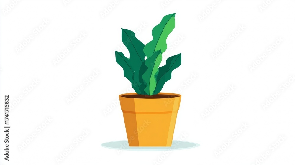 Obraz premium Green houseplant in a flowerpot for home decoration, showcasing fresh leaves and healthy growth