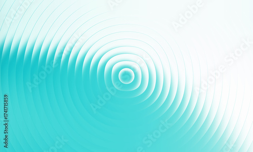 Illustration of bright cyan abstract pattern with radiating concentric circles and a subtle textured effect, suggesting water ripples or sound waves on a clean background