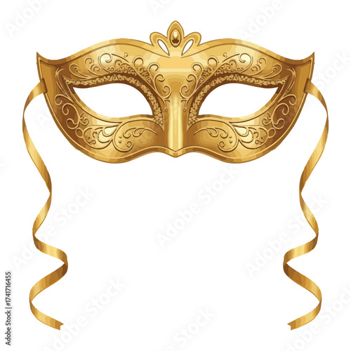 Ornate Gold Masquerade Mask with Ribbons gold mask.